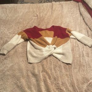 Front twist knit sweater